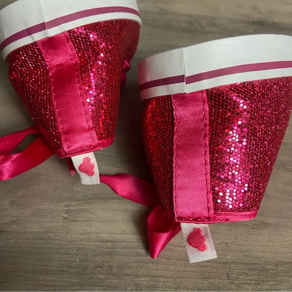 BAB Build a Bear Pink Sparkling Glitter High‎ Top Tennis Shoes Sneakers Pair